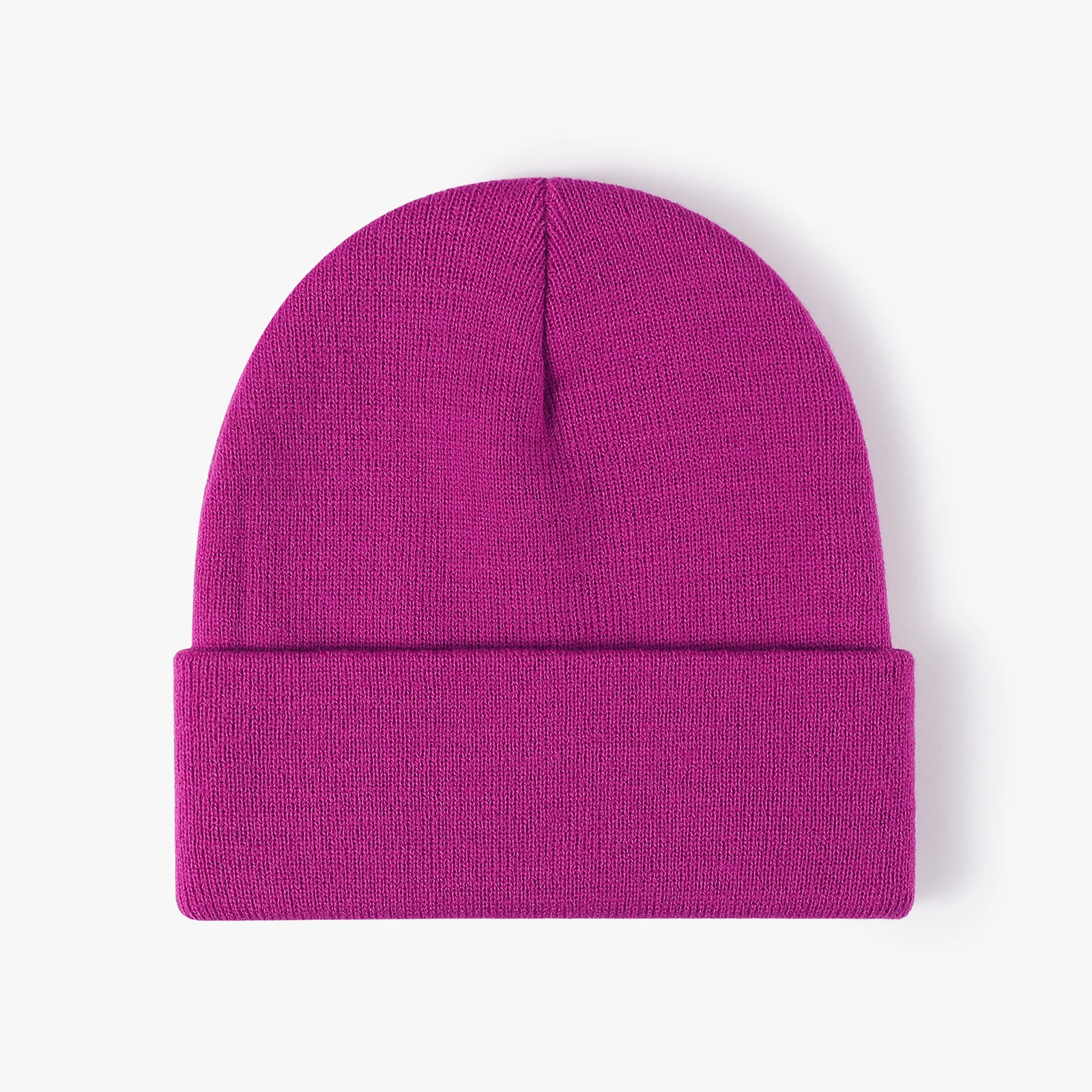 Winter Warm Unisex Solid Color Plain Custom Embroidery Logo Acrylic Blank Cuff Knit Skully Beanie Hats
