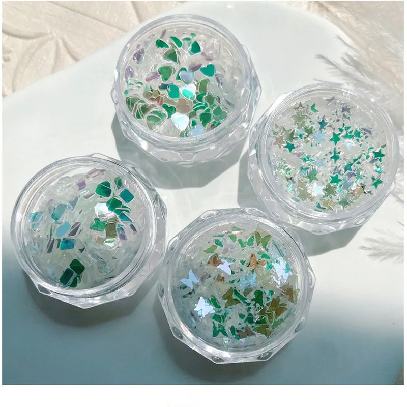 Nail art decoration Thin glitter mirror shining silver pentagram love reflective nail glitter