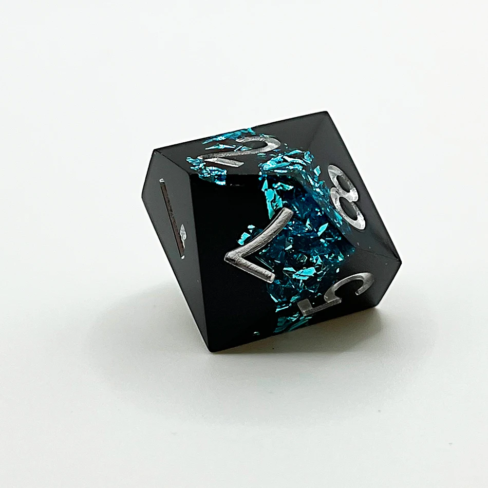 2023 Custom Logo Black DND Dice Set, Black Gold Sharp Edge D&D Dice Full Set