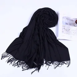 Winter Cashmere Scarf Luxury Scarves Lady Tassel Bandana Women Solid Shawl Wraps Foulard Tippet Pashmina Solid Color