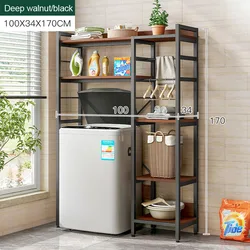 Large Capacity Multi-tier Bathroom Metal and Wooden Washing Machine Storage Shelf Rack