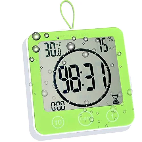 Timer Waterproof for Shower Water Resistant Bathroom Wall Clock with Suction Large Countdown Visual Timer Hanging Clock