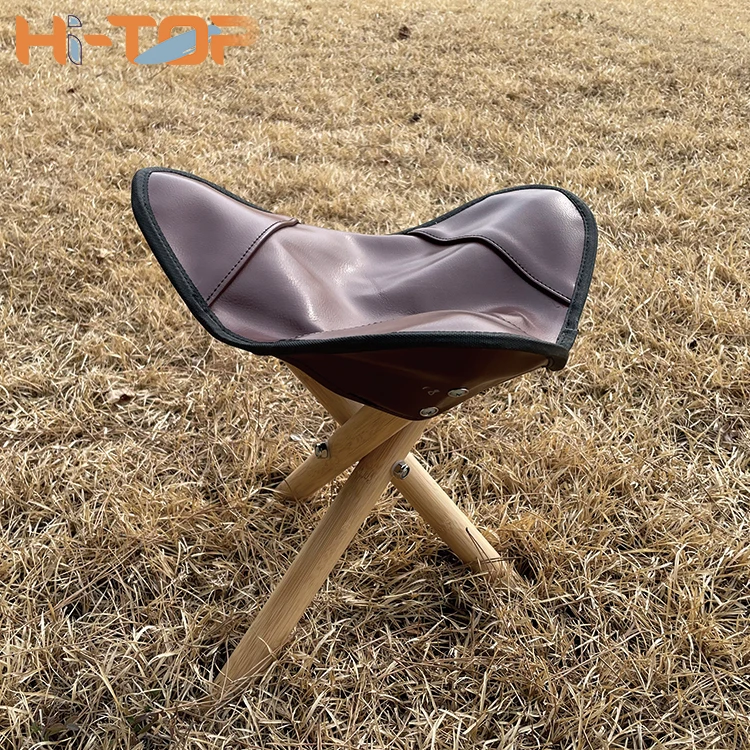 Hitop Wholesale Leather Outdoor Small Hunting Chair Portable Tripod 3 Legged Folding Camp Stool