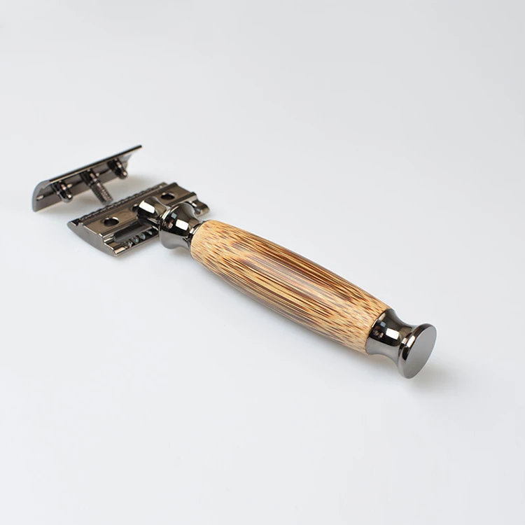 Supply Custom Brand Logo Shaving Bamboo Material Razor Set Safety Razor