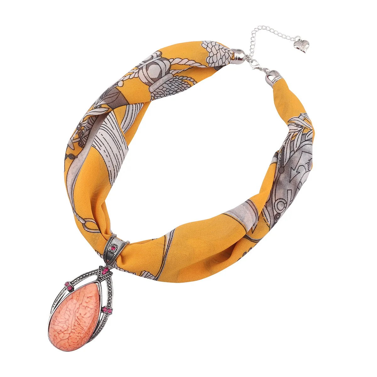 2021 Summer Scarf Jewelry Necklace Bib Printed Chiffon Color Drop Pendant Scarf