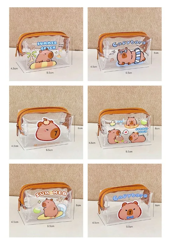 School stationery pencil case cute animal coin purse transparent PVC waterproof small money bag mini coin storage bag