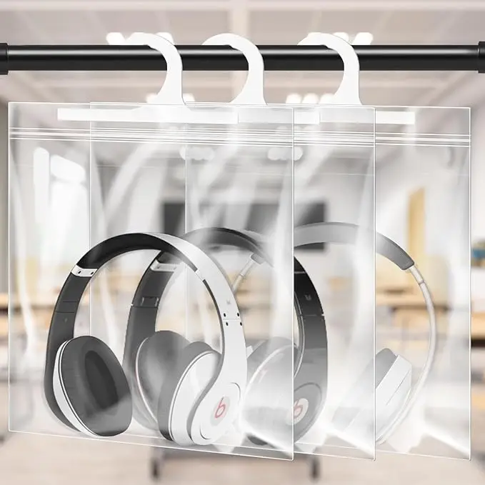 Hook Hanging Storage Bags, Headphone Storage Classroom, Waterproof & Dustproof hard plastic handle hook bags