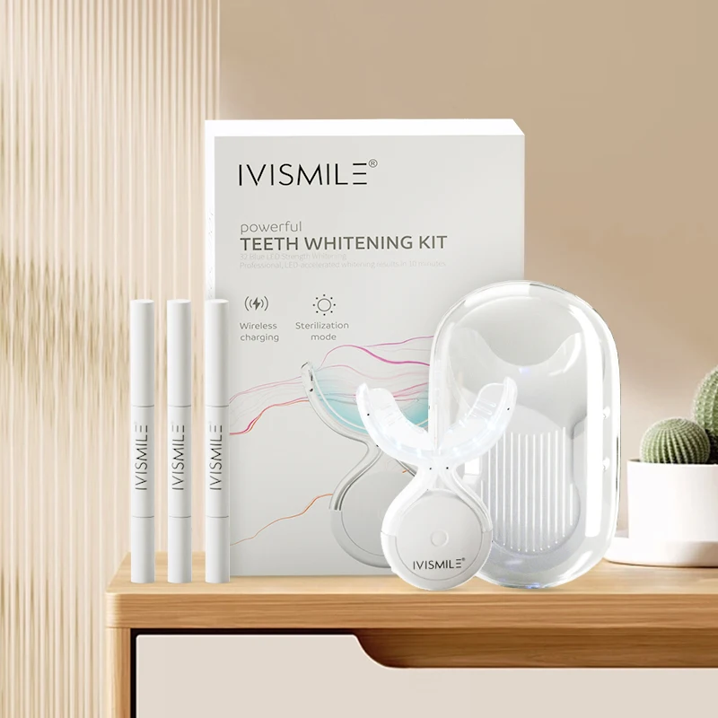 2024 Новое поступление синий + красный светодиодный зарядный прибор предварительное отбеливание плюс инфракрасный свет снижение чувствительности 32 светодиода зубов
