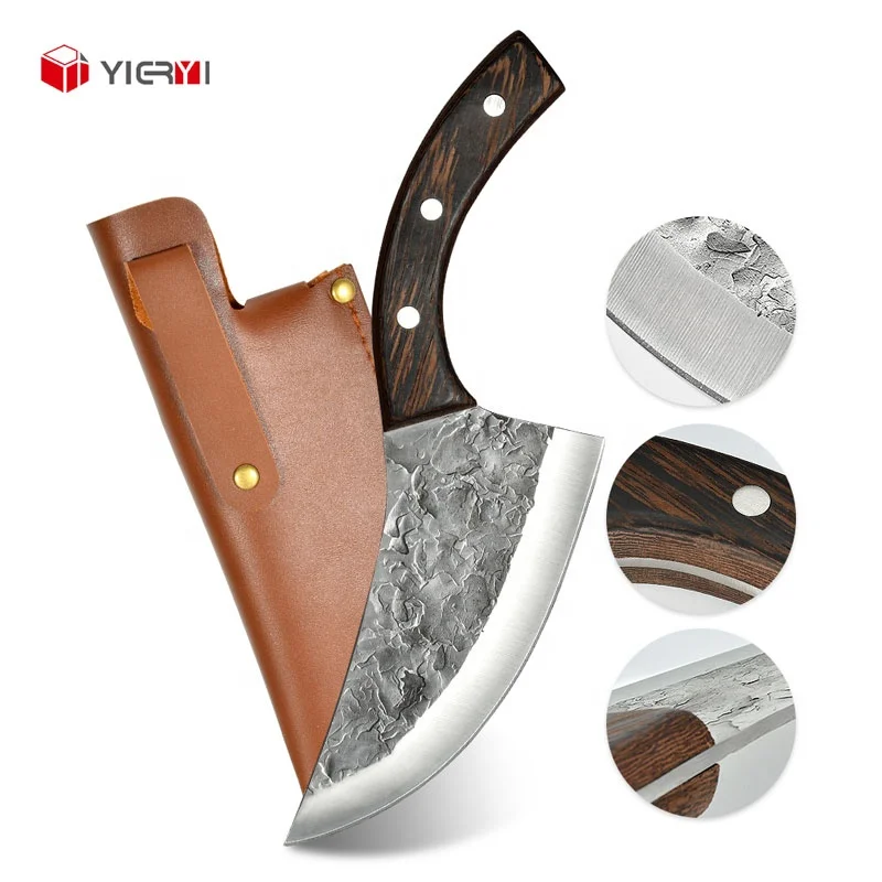 Yieryi Professional Forged Knife 5cr15Mov Stainless Steel Kitchen Knife Butcher Knife for Gift with Leather Case