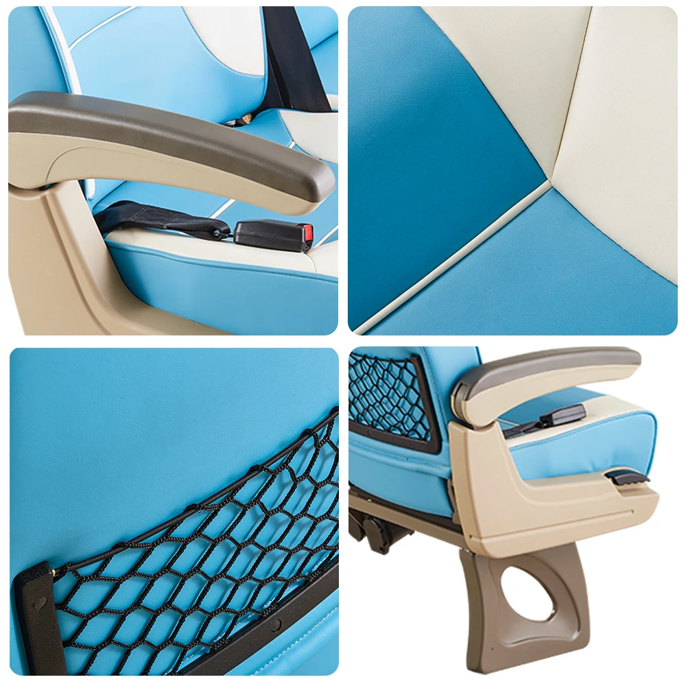 motorcoach passenger custom bus seats with small folding chair, electric bus reclyning bench seat