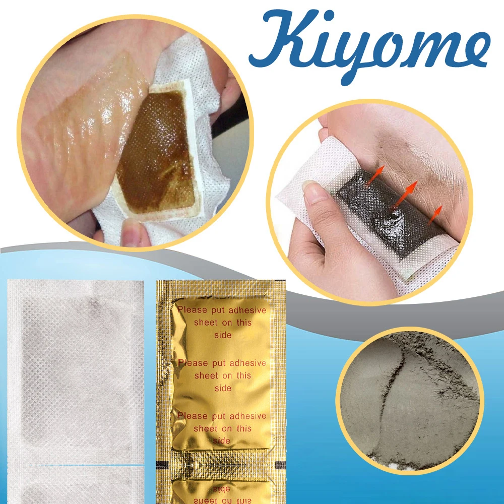 
Золотой имбирь и соль Kiyome Kinoki, формула премиум-класса, детоксикация, очищающие подушечки для ног, органические травы 
