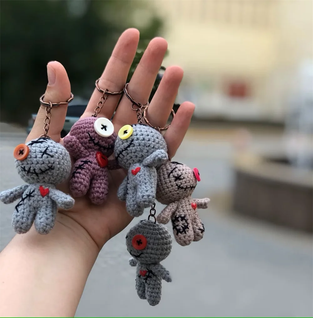 Crochet Halloween Voodoo Doll Keychain Tiny Voodoo Doll Keychain Halloween Voodoo Doll Crochet Keychain