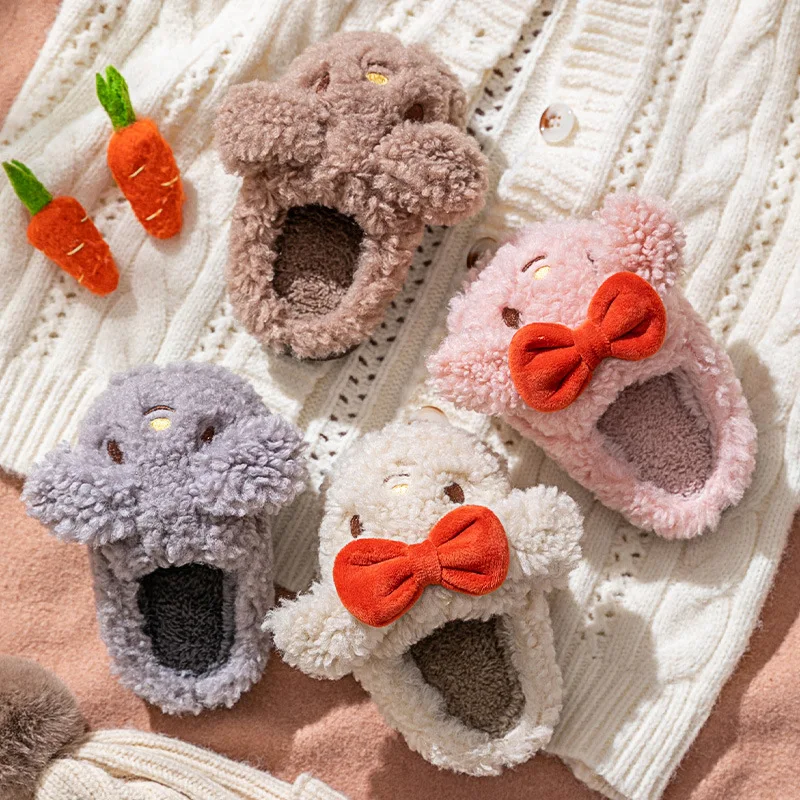 Оптовая продажа, Детские милые меховые тапочки, теплые мягкие тапочки на подошве, пушистые хлопковые тапочки, детская повседневная обувь для мальчиков и девочек