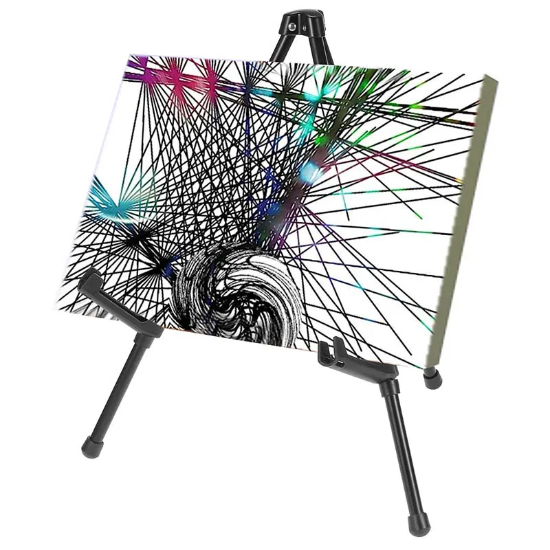 LISI 14in Black Aluminum Table Top Easel Stand Small Portable Tripod For Signs Poster Art Painting