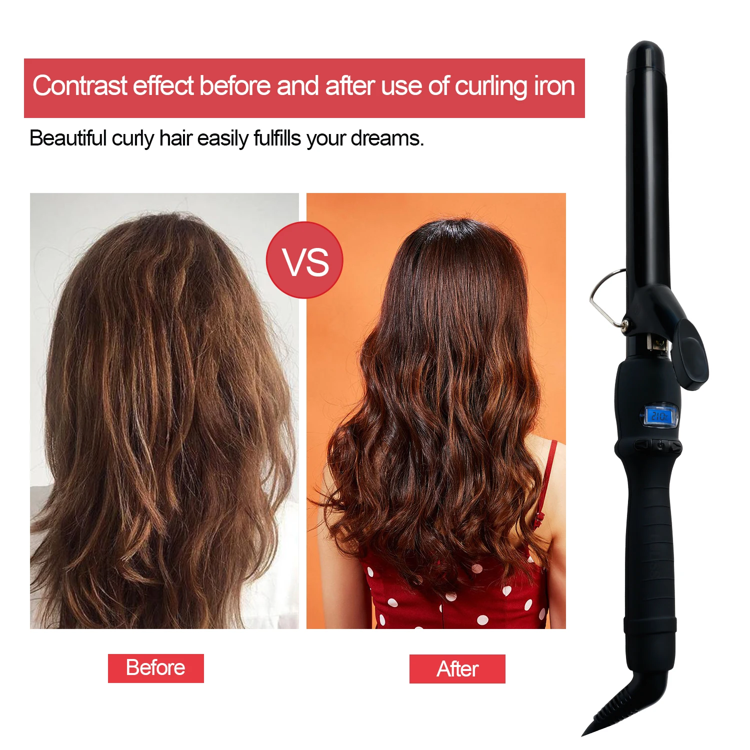 25MM Hair Curling Iron Thermal Conductor Extension Curling Iron 360 Rotating Curling Iron
