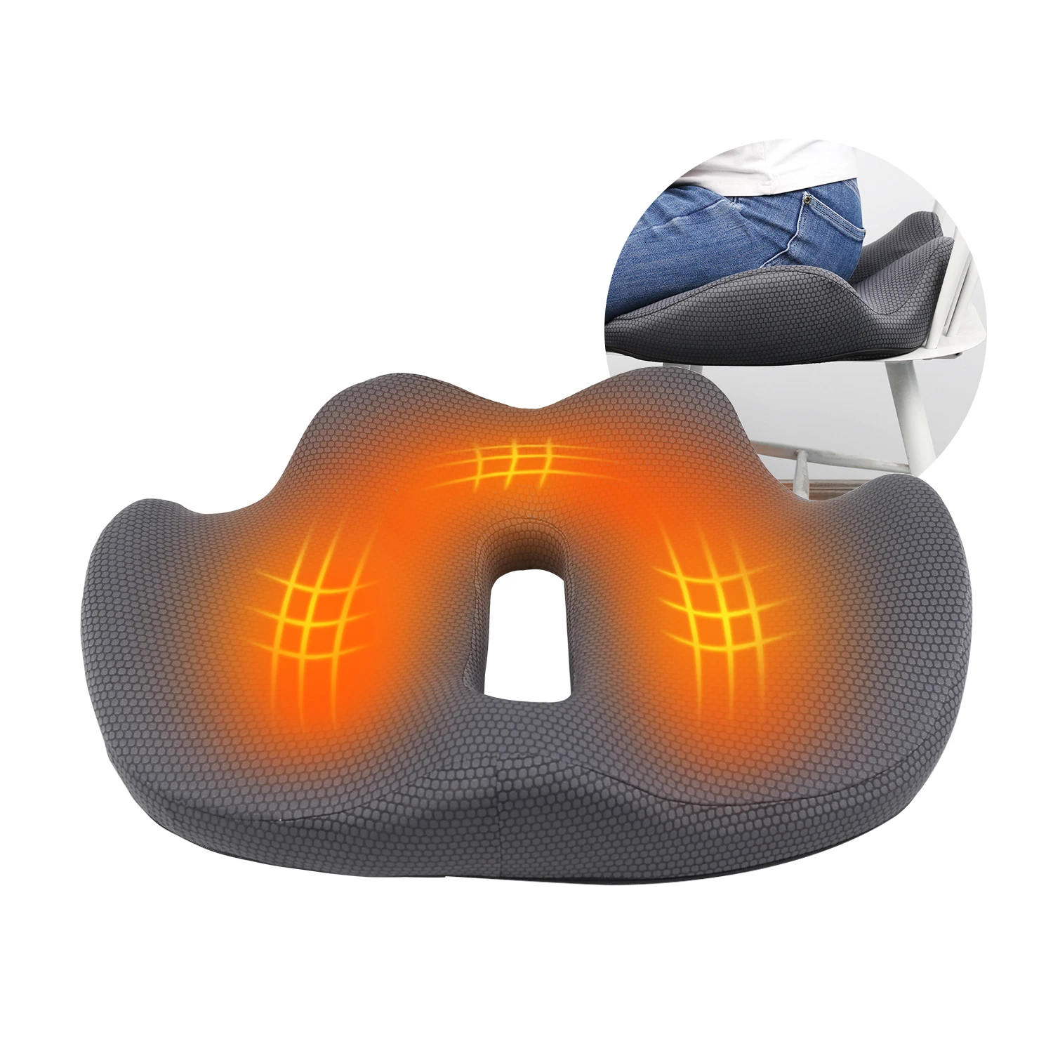 Manufacturer Functional Heated Seat Cushion Soft Memory Foam Heating Seat Pad for Relaxing and Pressure Relief