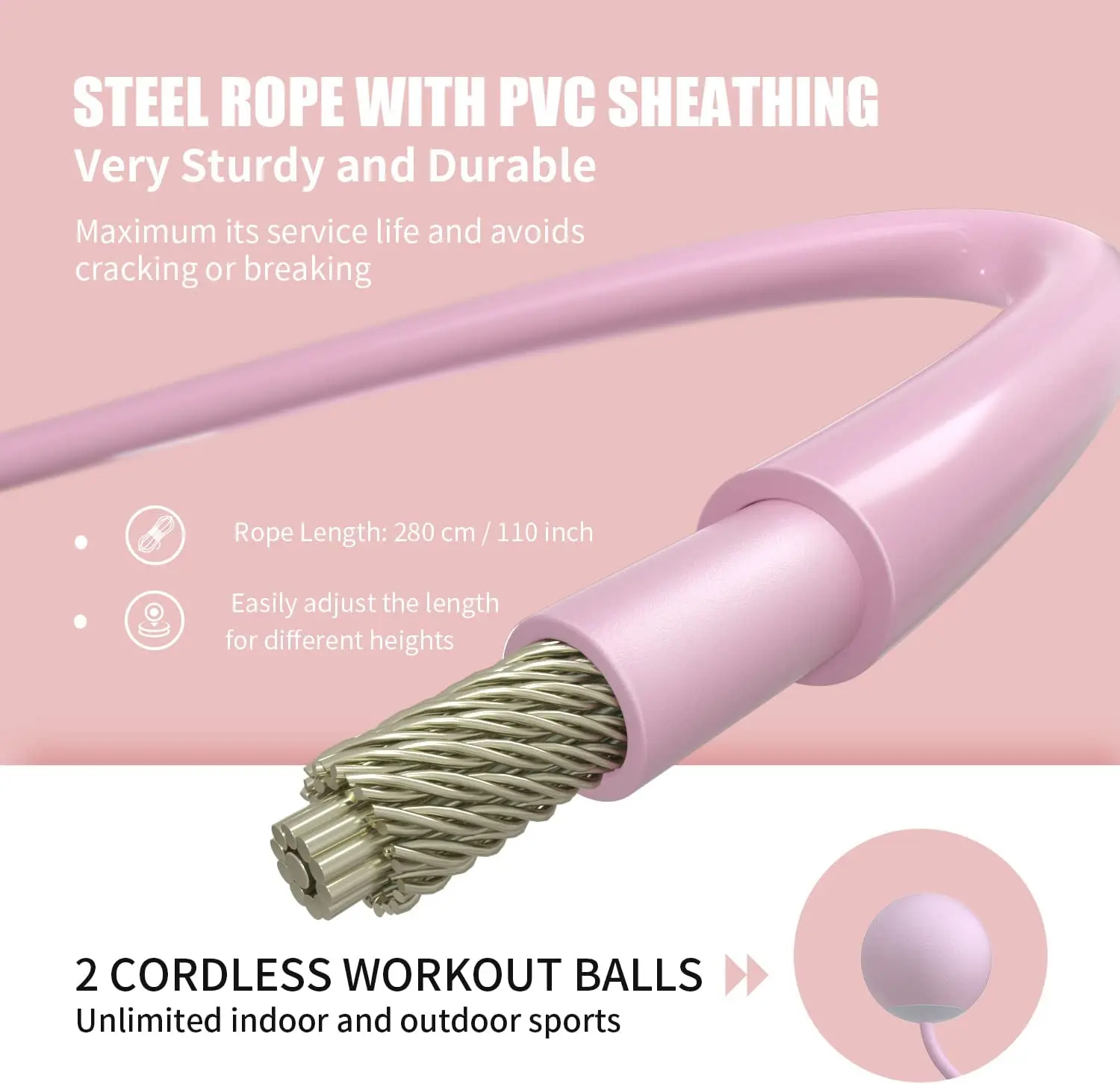 Fitness Jump Ropes with Calorie Counter and Silicone Handles for Women Men Kids with Speed Cordless Ball and 9.2 ft
