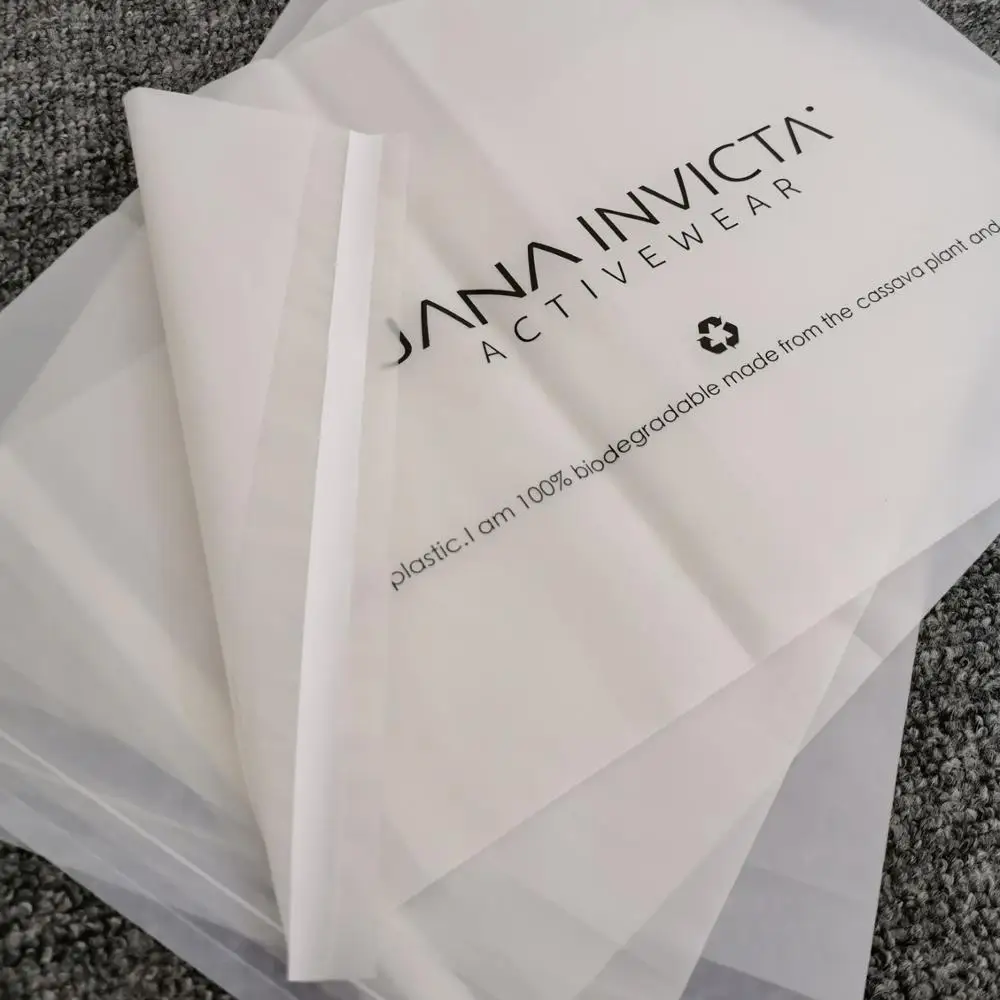 Упаковочный мешок из первичного кукурузного крахмала для упаковки одежды и доставки с клейкой
