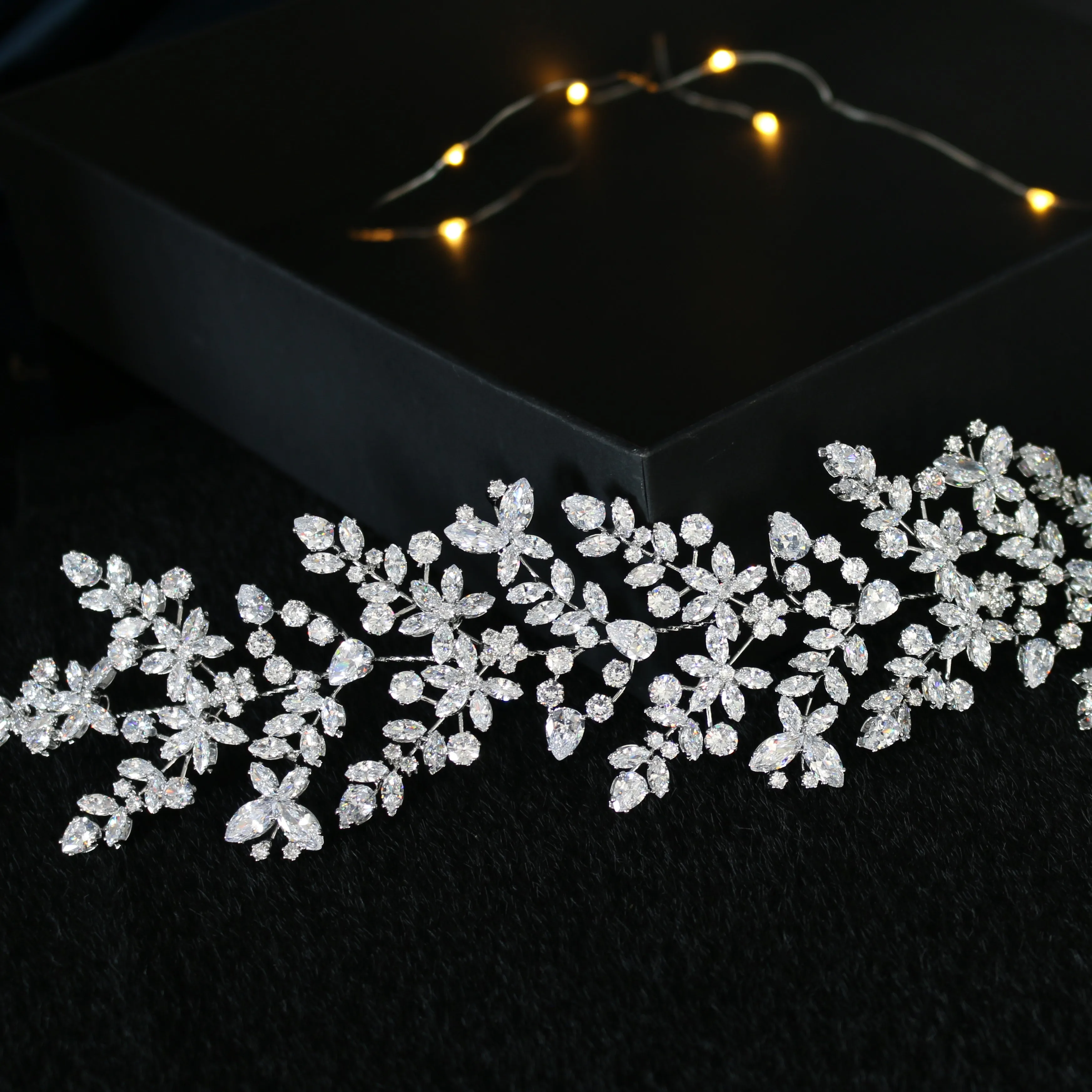 wedding accessories bridal custom metal hairbands wedding wholesale luxury flower zircon hairband bridal