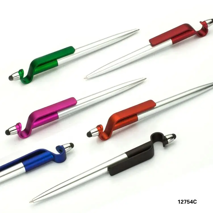 2023 New product new ideas custom logo Hot selling phone holder with pen touch,phone display stand ballpoint ball pen