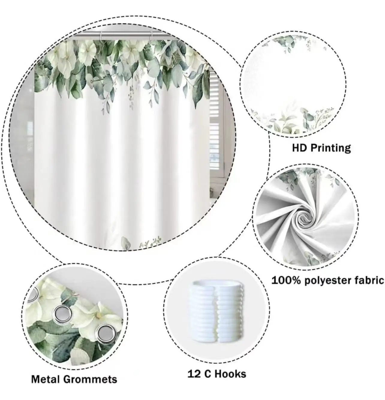 Best sale Custom Polyester Waterproof Bathroom 3D Print Wholesale Custom Shower Curtain