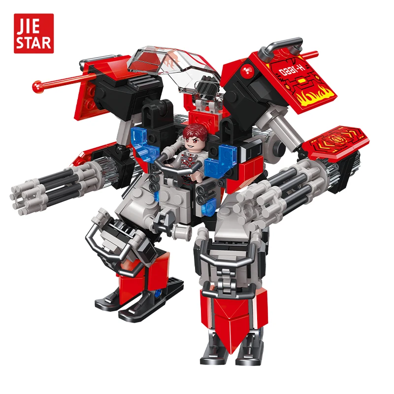JIESTAR TOY 308 pcs boys collectable diy combat titan mecha robot moc building block brick kids birthday gift children robot toy