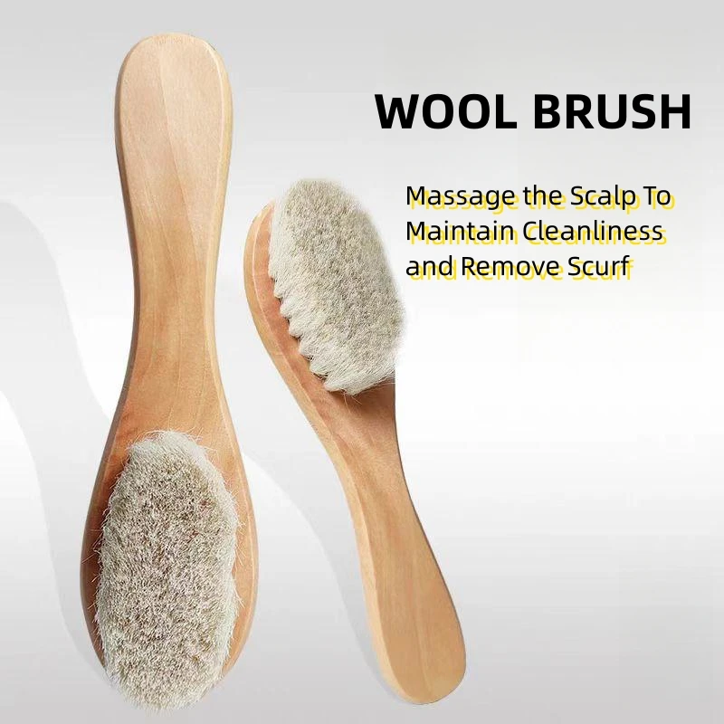 Eco-friendly Kids baby Portable Nurse Care Hair Brush Comb Natural Wood Soft Wool Fur Brush Massage Hair Brush Comb