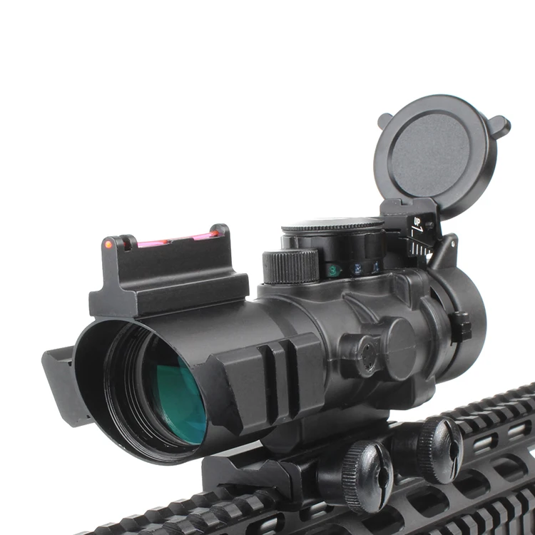 
NcDe 4x32 Red-Green-Blue Triple Illuminated Rapid Range Reticle Scope With Top Fiber, Brightness Rifle Scope 