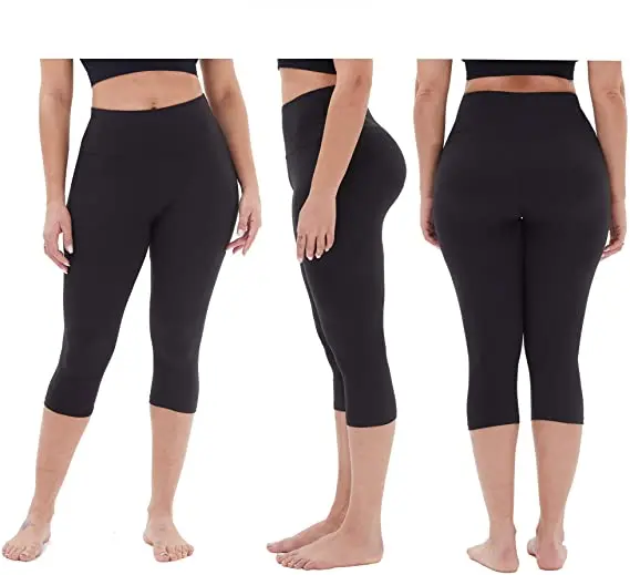 
Mid-Calf Super Soft High Waisted Sports Yoga Pants Push Up Plus Size Solid Carpi Leggings for Women 