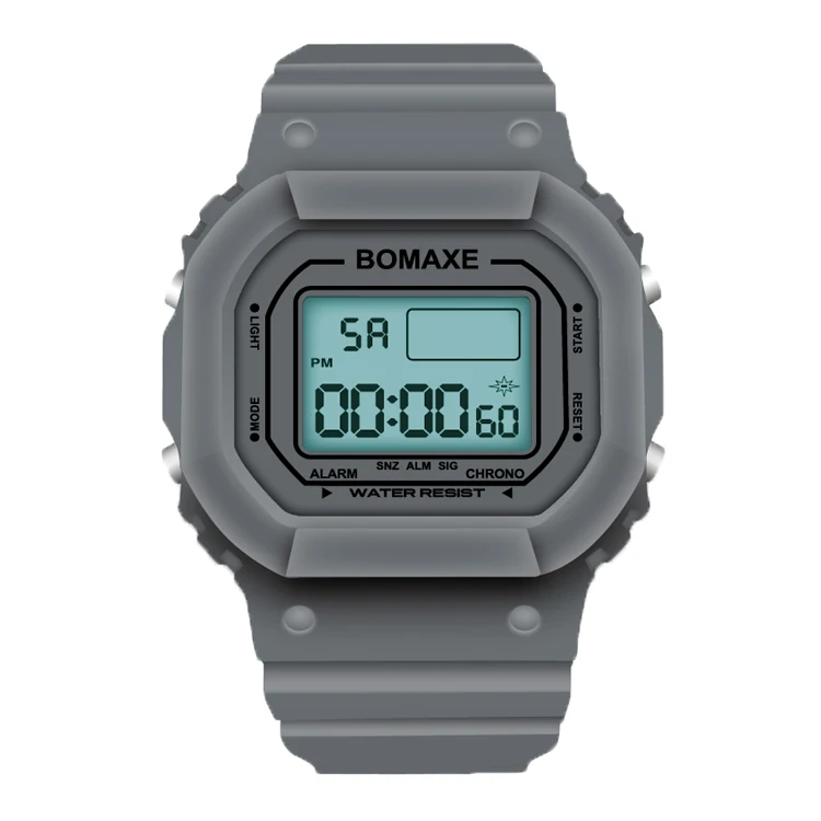 BOMAXE 5036 Outdoor LED Dual Display Sports Gray Presents Student Chronograph Plastic Sports Electronic Chrono Watches