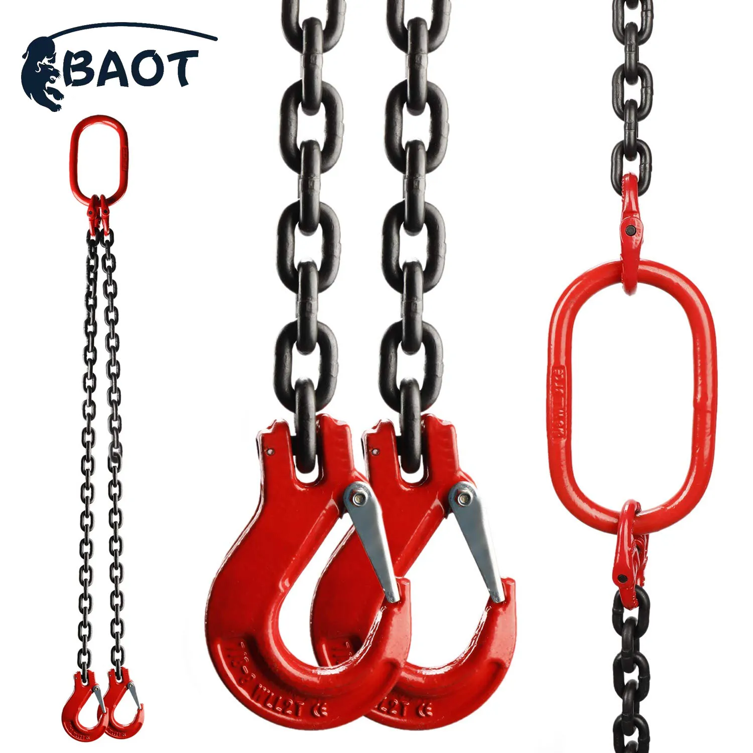 chain drum lifter lifting chains with hook zinc plated welded double leg with grab hook alloy steel chain sling