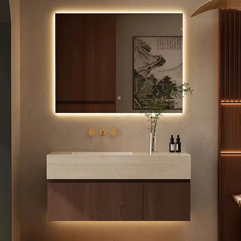 Exquisite workmanship cave stone rock slab Ceramic Undercounter Sink watertight bathroom vanities