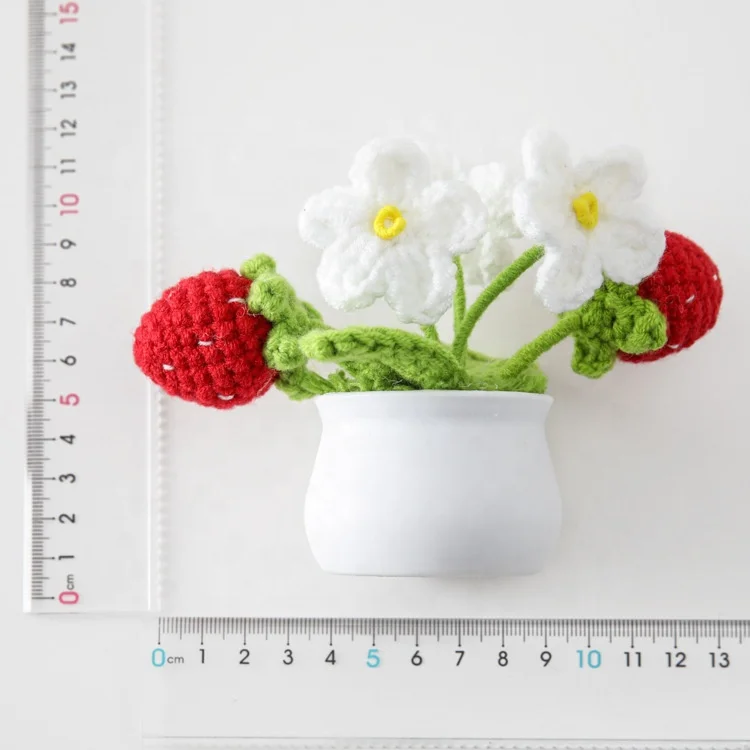 Super Z Crocheted Wool Yarn Knitting  Two-head Strawberry Potting For Gift Home Decoration