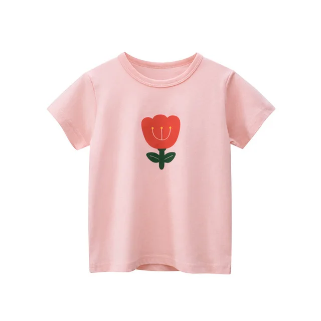 Custom Made Cute Soft High Quality Printing Logo Short Shirts 100% Cotton Baby Girl T Shirt