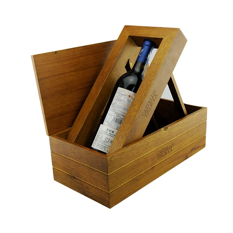 FUREN High Quality Solid Wood  Custom Logo Wooden Wine Packaging Box