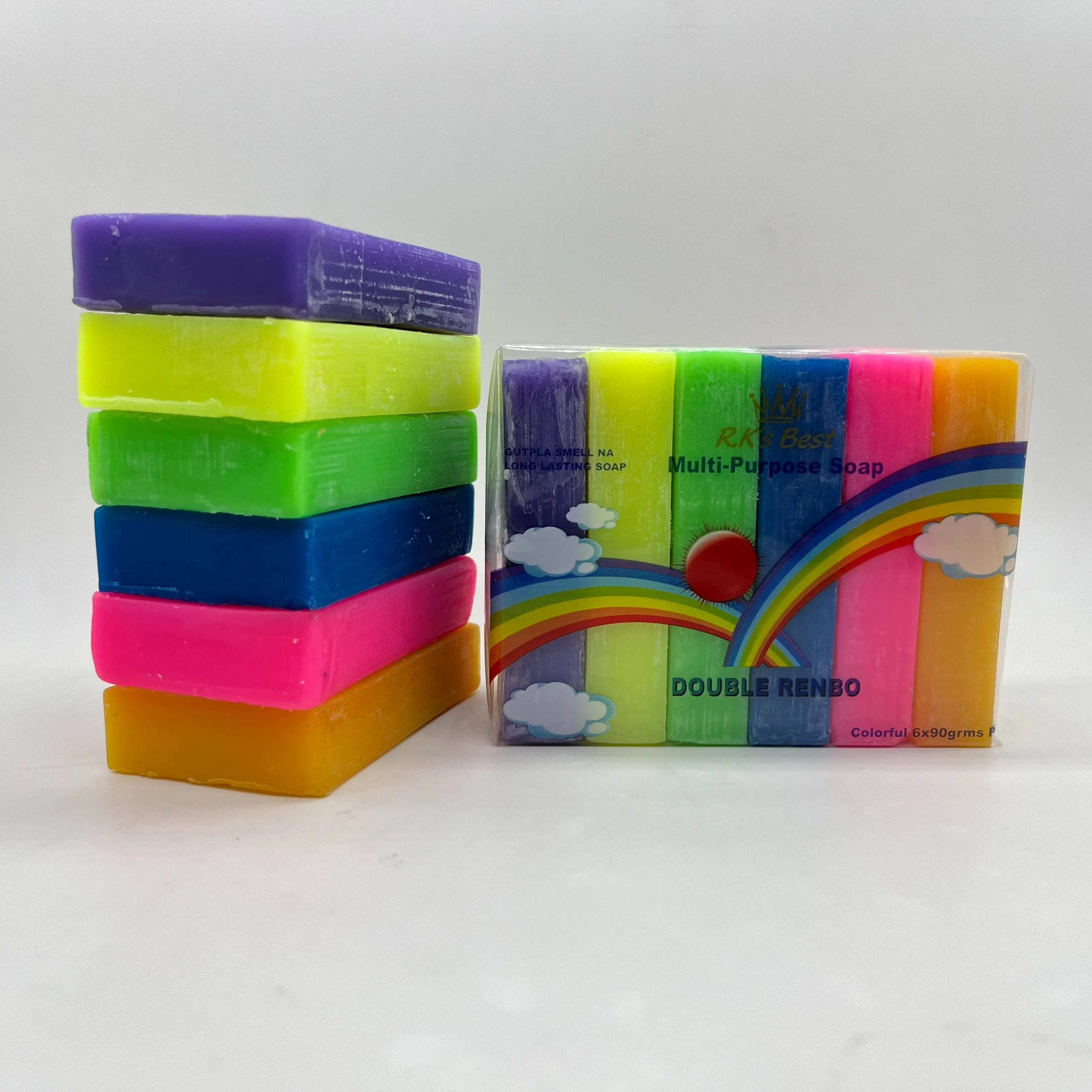Wholesale Renbo Multipurpose Soap 6x90g for Clothes Stain Removal Lathering Laundry Soap Papuan Laundry Soap Rainbow 6 Pack