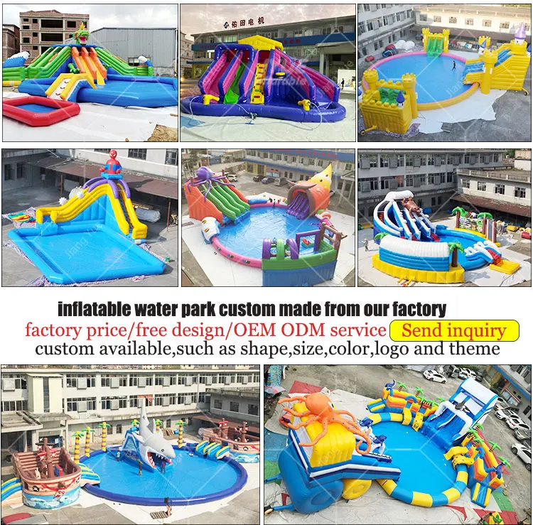 Popular Theme Giant Inflatable Commercial Water Park Slides Game With Pool