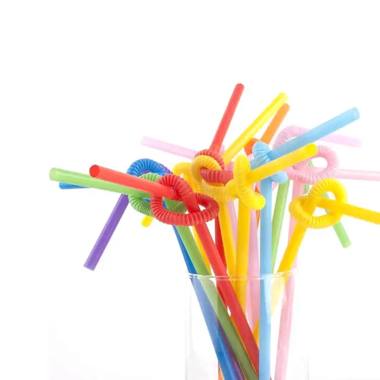 Bendable Decorative Fancy Straws Drinking Cocktail Juice High Grade Plastic Straw Packaged with Plastic or Paper