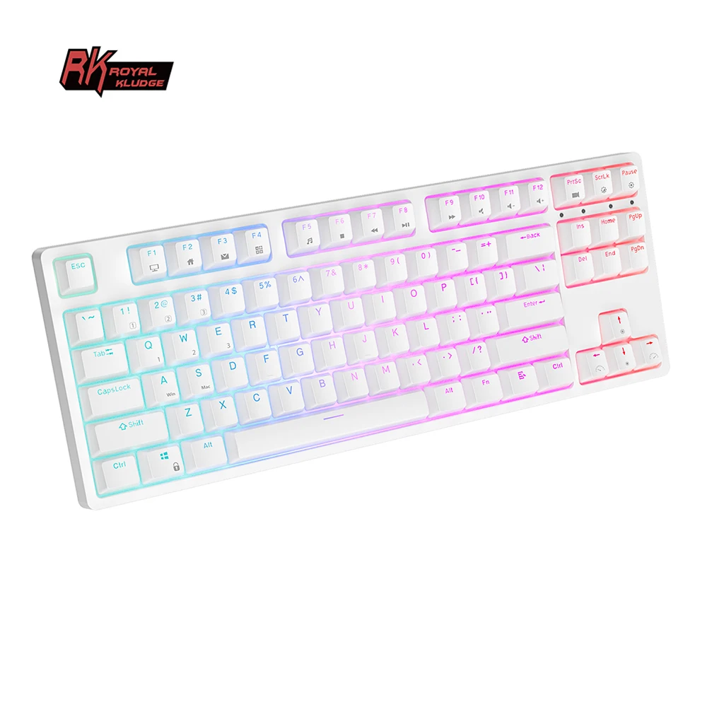 Royal Kludge RK87 rechargeable 87 keys mechanical keyboard arabic acrylic shortcuts mechanical keyboard tkl rgb teclado gaming