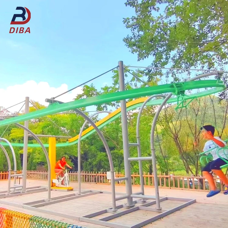 Outdoor Extreme Park Equipment Zip Line Roller Coaster Rides Unpowered Pedal Mini Roller Coaster Ride Without Electric