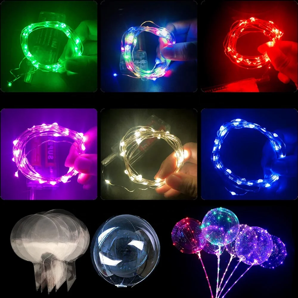 
Bubble Helium Ballon Globos Christmas Party Clear Bobo Balloons with Led String Light 