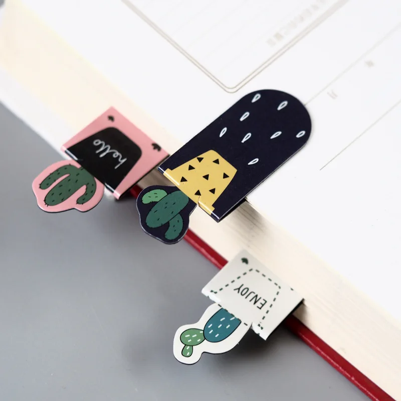 1 Set Fresh Cactus Sakura Unicorn Magnetic Bookmarks Books Marker Of Page Student Stationery School Office promotion