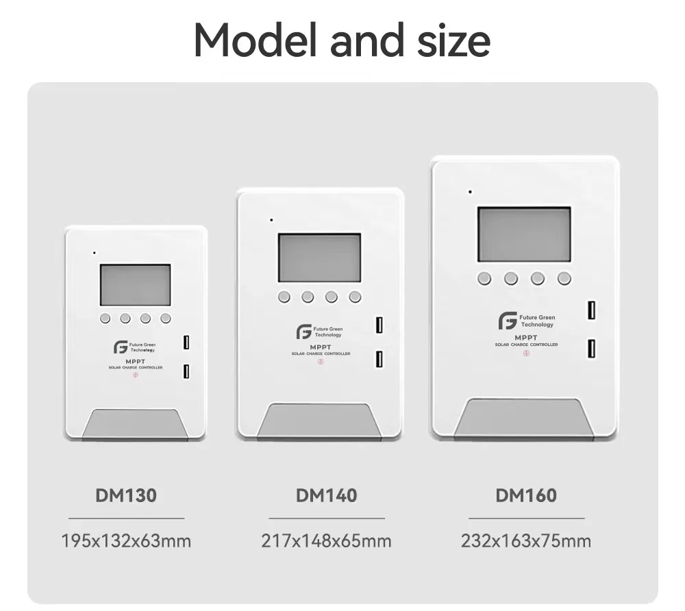 High Efficiency 30A 40A 60A MPPT Solar Char Controller 12V 24V 48V High Volta Auto-Identification for Solar Systems
