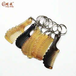 Highly polishing handle make horn comb keychain custom logo,funny keychain
