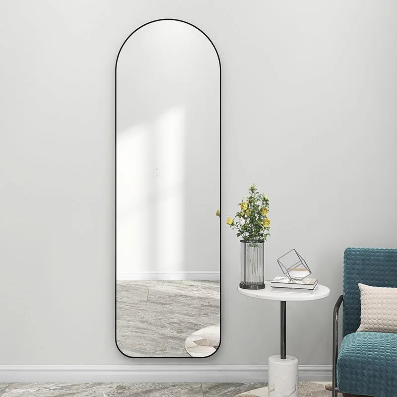 large Metal frame customized black arch full length floor framed mirror