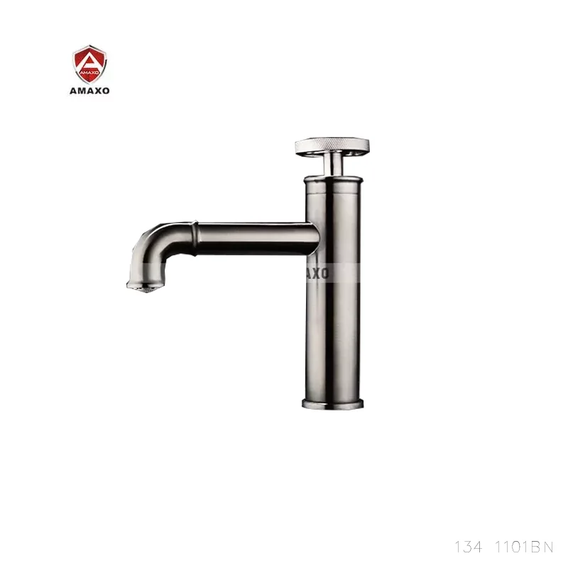 Industrial Bathroom Taps Hand Wheel Switch Mixer Tap Matte Black Basin Faucets Suitable For Themed Restaurant