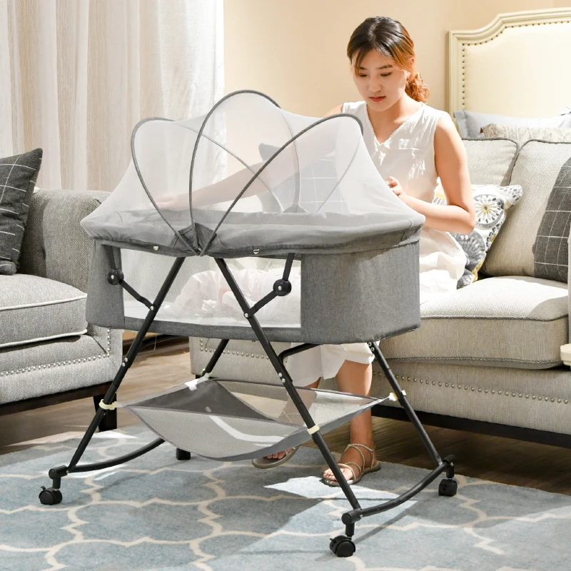 Classic Iron New Born Baby Metal Crib With Mosquito Net