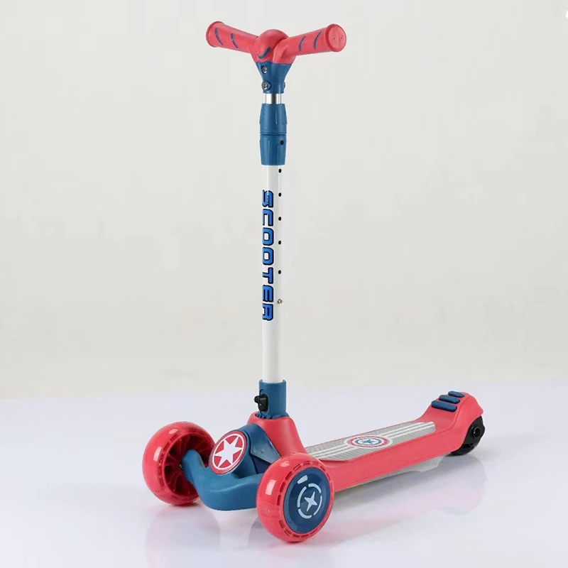 SP Cartoon one key assemble Baby scooter with seat and PU hummer light wheel scooter 4 state adjust