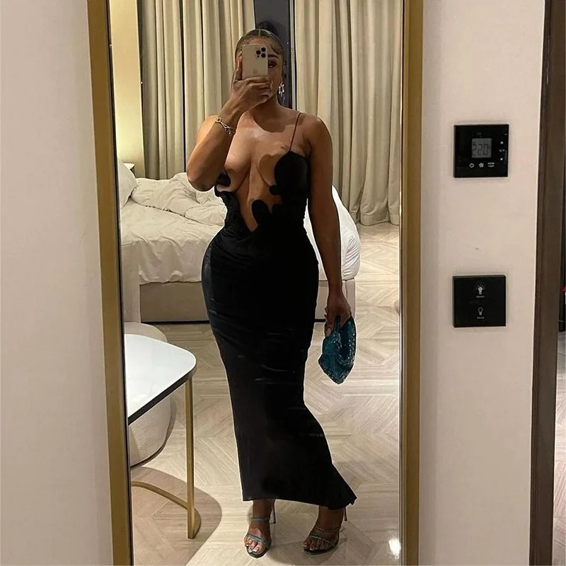 Liu Ming Autumn Fashion 2024 New Year Women Sexy Sleeveless Backless Evening Party Club Wear Bodycon Maxi Dress