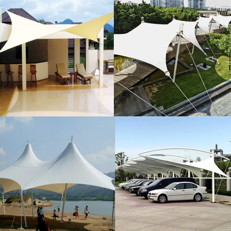 PVDF tensile fabric roof cover petrol station membrane structure sunshade canopy manufacturers